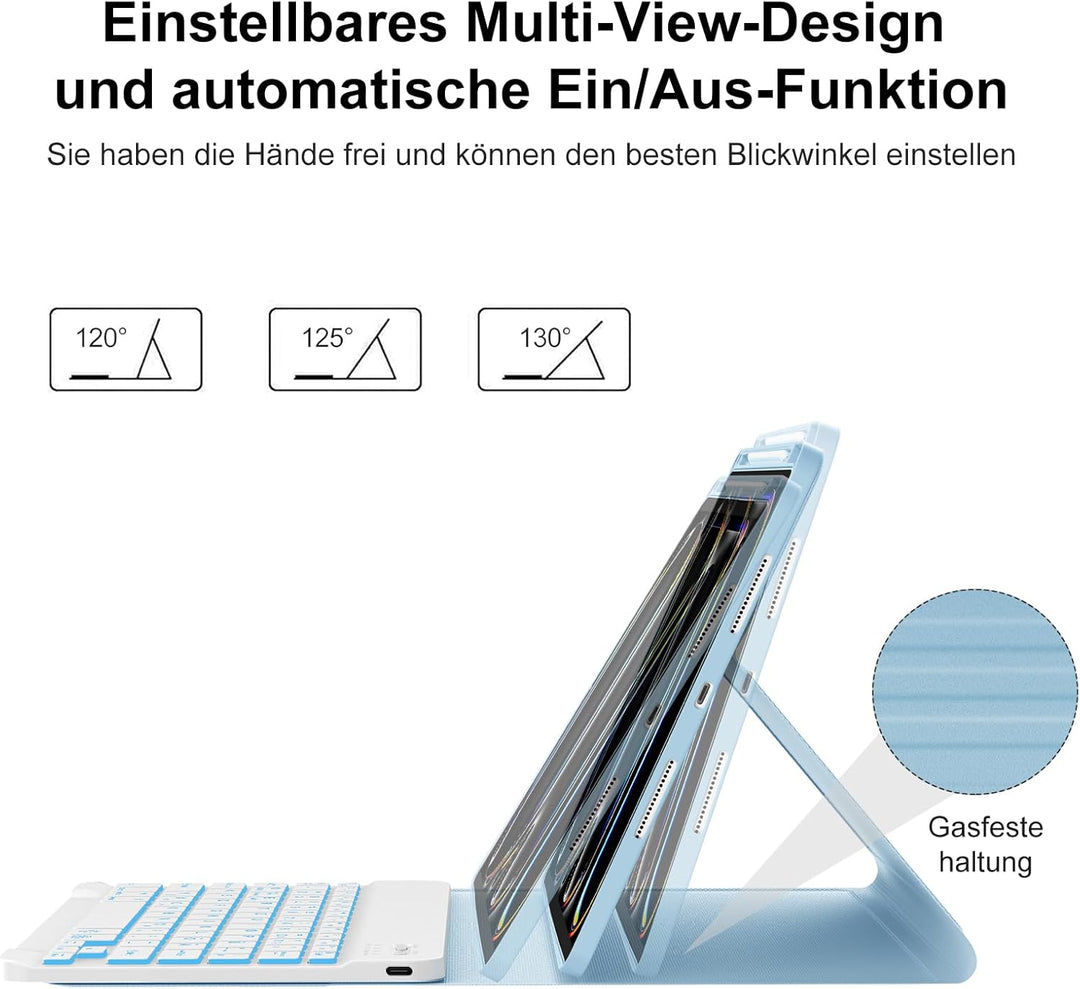 Tastatur für iPad pro 11" 2024 (M4), Hülle mit Tastatur für iPad Pro 5. Generation, Magnetisch Abneh