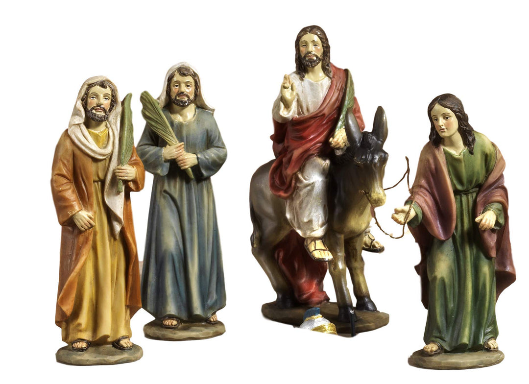 Paben Articoli Religiosi: 4 Figuren, Jesus Einzug in Jerusalem, Deko oder für Weihnachstkrippe, Höhe