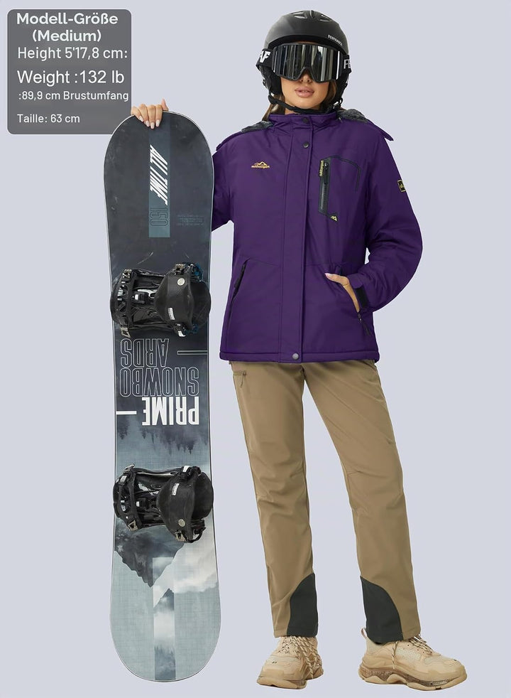 MAGCOMSEN Winterjacke Damen Softshell Funktionsjacke Wasserabweisende Outdoor Ski Jacke Fleece Windd