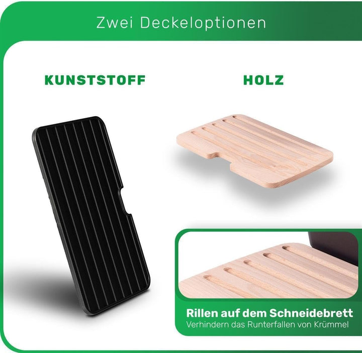 Novaliv 2x Brotkasten mit Deckel 32x20x16,5cm Brotbox für Brotaufbewahrung Brotkasten Holz für Brot