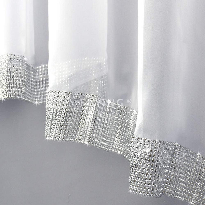 TOP Fertig-Gardine aus Voile NEU Top Design Set Gardinen mit Kräuselband Gardine küche Weiss kurz Sc
