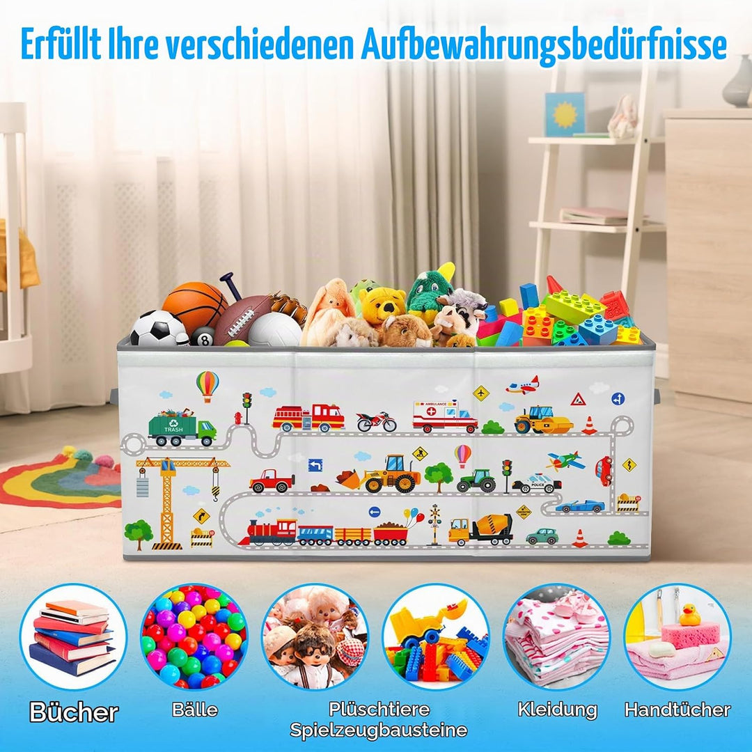 Extra Gross Aufbewahrungsbox mit Deckel Kinder, Zusammenklappbare Oxford-Spielzeugkiste mit Griff fü