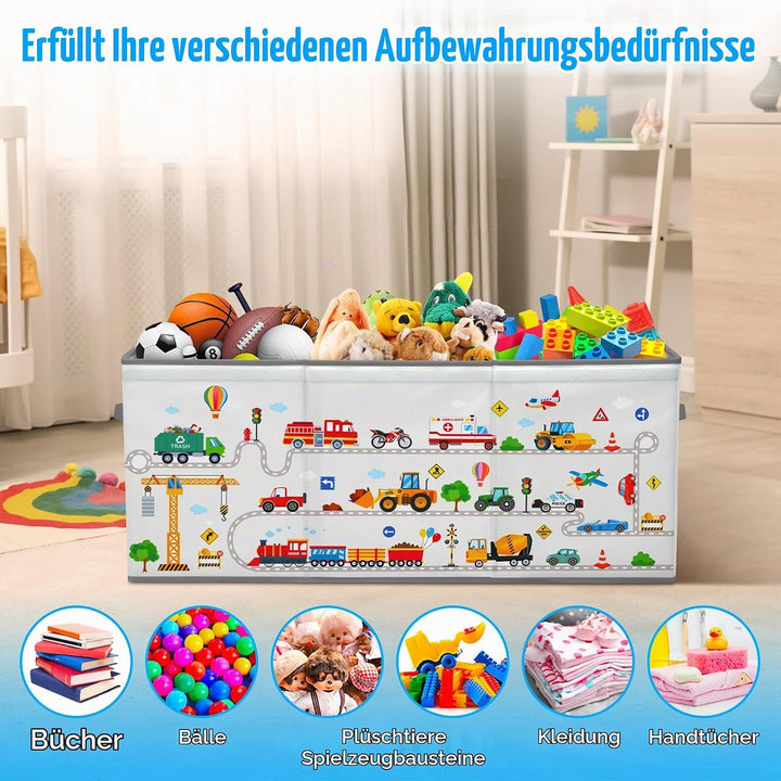 Extra Gross Aufbewahrungsbox mit Deckel Kinder, Zusammenklappbare Oxford-Spielzeugkiste mit Griff fü