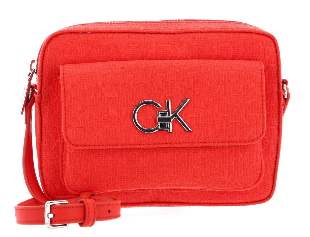 Calvin Klein Re-Lock Camera Bag W/Flap Jacquard Deep Orange