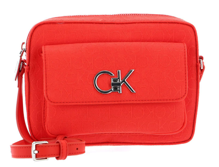 Calvin Klein Re-Lock Camera Bag W/Flap Jacquard Deep Orange