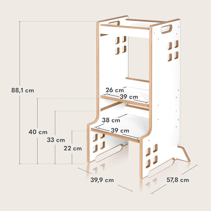 Lionelo CASS Kitchen Helper Küchenhelfer 2in1 Montessori Lernturm Ab 1 Jahr Höhenverstellbarer Siche