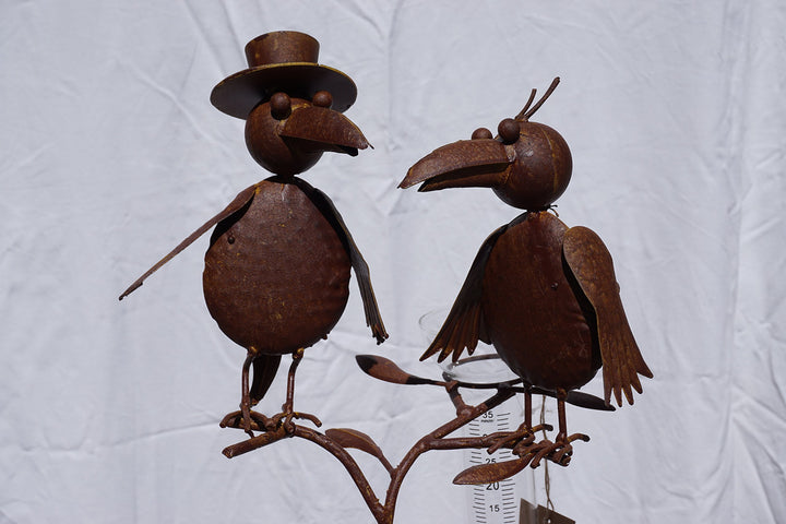 Regenmesser Vogelpaar Metall Gartendekoration Gartenstecker Vogelhochzeit