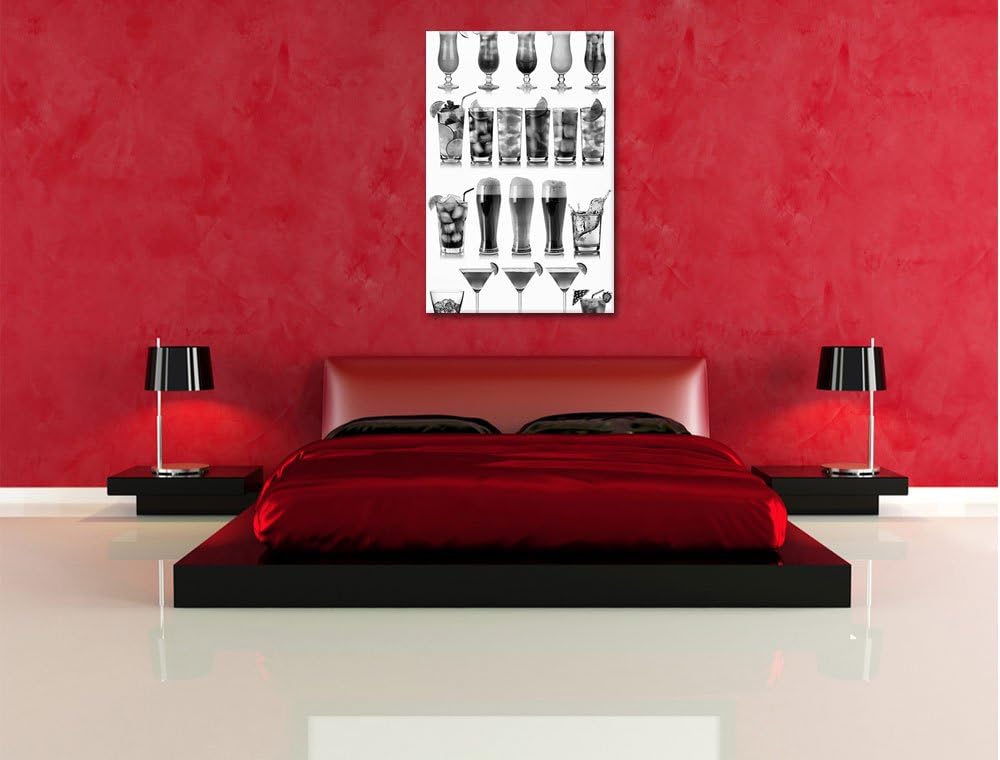 Pixxprint Monocrome, Cocktails, Long Drinks und Bier, Format: 100x70 auf Leinwand, XXL riesige Bilde