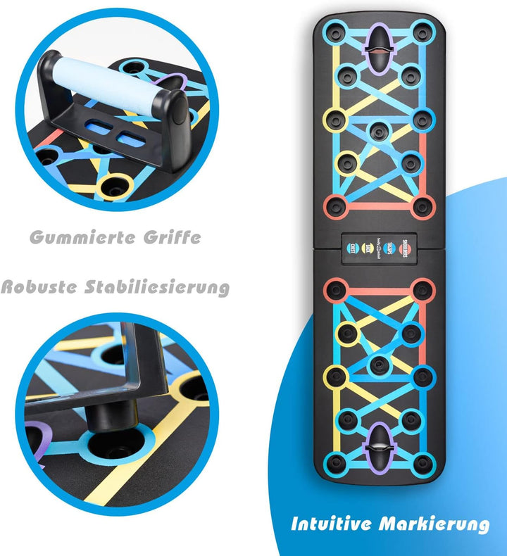 Body & Mind® Push-Up Liegestütz-Brett; Faltbares Multifunktions Elite Rack Fitness-Board für Ganzkör