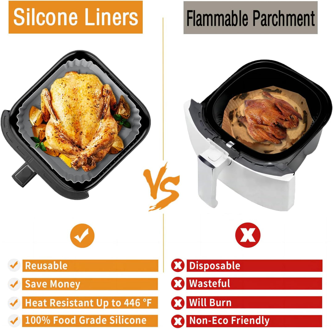 2 Stück Silikonform Heissluftfritteuse zubehör für Ninja Airfryer AF180EU 6,2L, Wiederverwendbare Ai