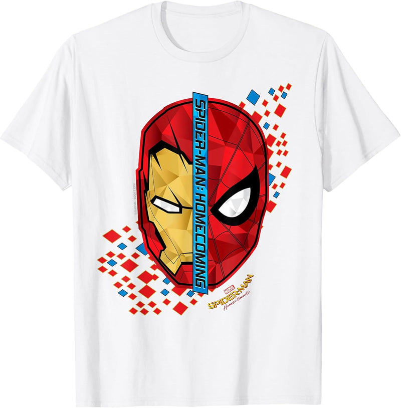 Mens Marvel Spider-Man Homecoming Iron Man Face Split T-Shirt C1 2XL Dark Heather