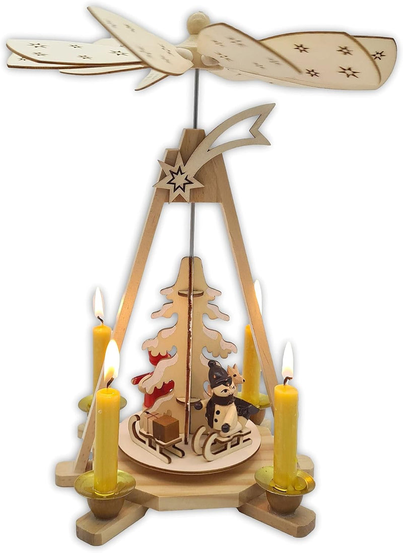 Wichtelstube-Kollektion Echtholz Pyramide Weihnachten, Handgefertigte Traditionelle Weihnachtsdeko H