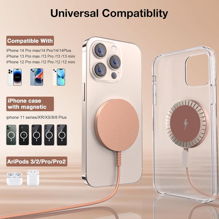 Mag-Safe Ladegerät für iPhone Ladestation: Magnet Wireless Charger Induktive Kabelloses Ladepad Komp