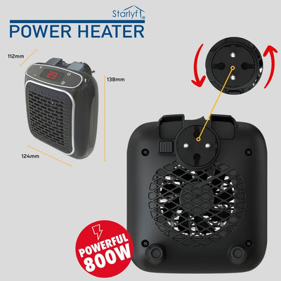 STARLYF Power Heater Elektrischer Wandheizer, Heizstrahler mit Thermo-Keramik-Technologie, Steckdose