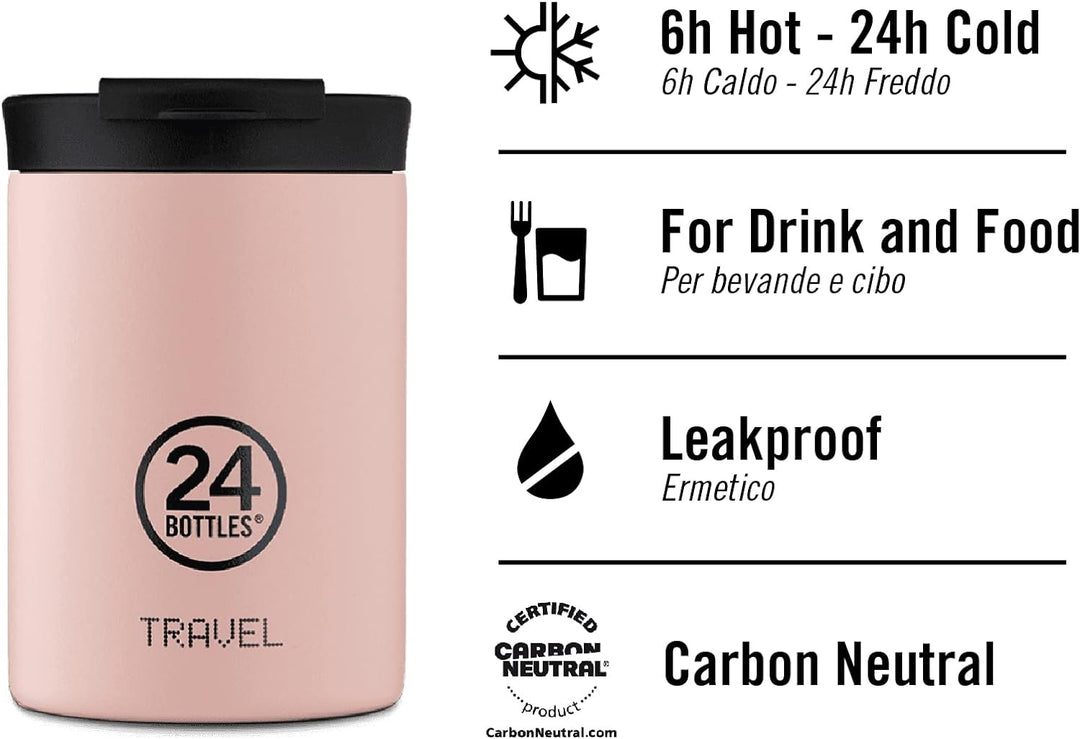 24Bottles Travel Tumbler - Reise- und Büro-Thermobecher 350ml/600ml, 100% Luftdicht für Kaffee und T