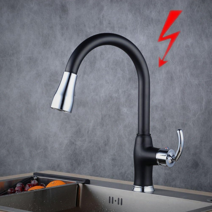 Niederdruck Ausziehbar Küchenarmatur 360° drehbar Wasserhahn mit Dual-Spülbrause und hohem Rundbogen