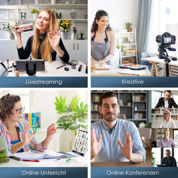 Lavalier Mikrofon Kabellos für iPhone/iPad/USB C Handy - Wireless Mini Ansteckmikrofon mit Echtzeit-