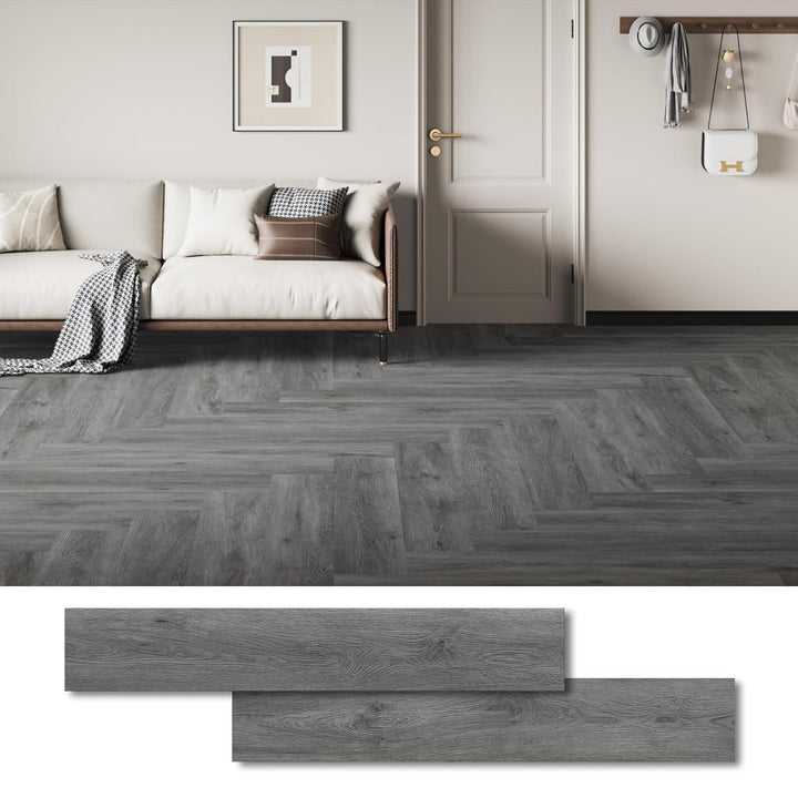 Vinylboden Selbstklebend, Holzoptik Wasserdicht Vinylboden, PVC Bodenbelag, 37 Dielen, für Küchen Es