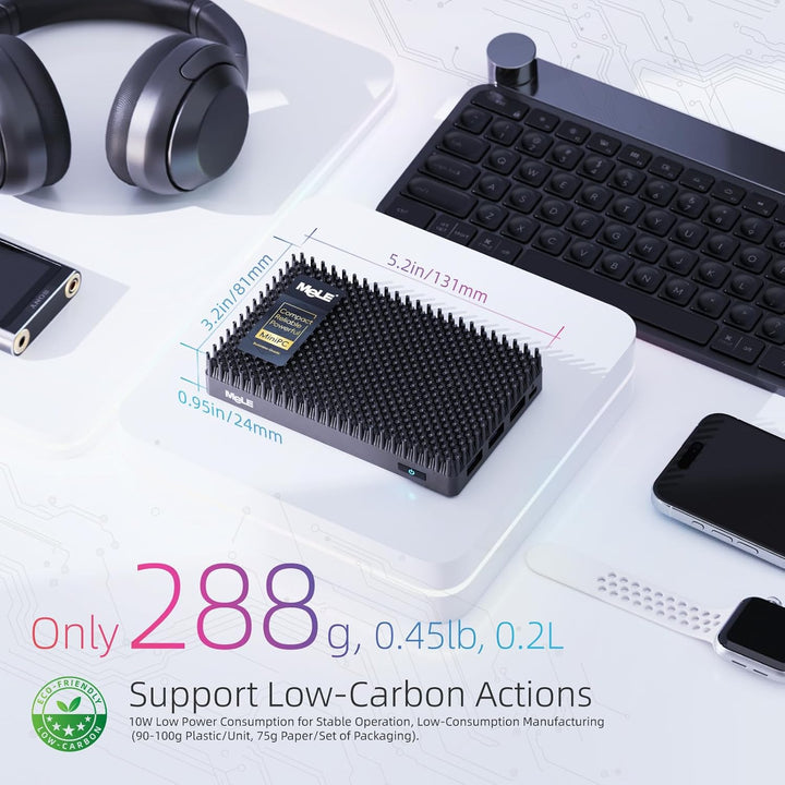 MeLE Cyber X1 Mini PC N150 (bis zu 3,6GHz, 4C/4T) 32GB LPDDR5 512GB Speicher Win 11 Pro Lüfterloser