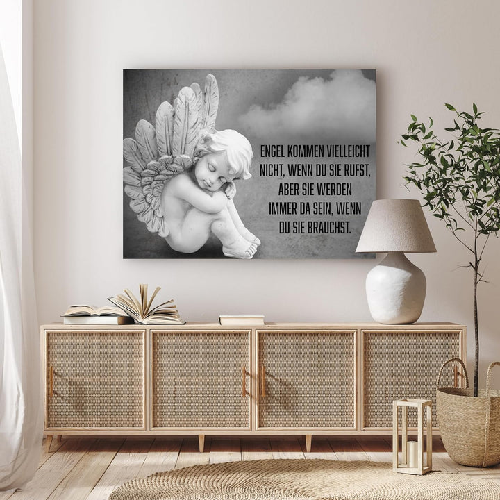 wandmotiv24 Leinwandbild, Sprüche, 80x60cm, Querformat, Engel, Deko, Bilder auf Leinwand, Wanddeko,