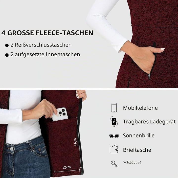 Soneven Damen Weste Fleece Outdoor Kurz Laufweste Fleeceweste Reitweste Softshell-Weste Ärmellose Ja