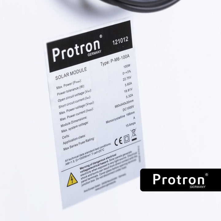 Protron Mono 100W Solarmodul Photovoltaik Monokristallin Solarpanel Solarzelle 100Watt Mono Solar 12