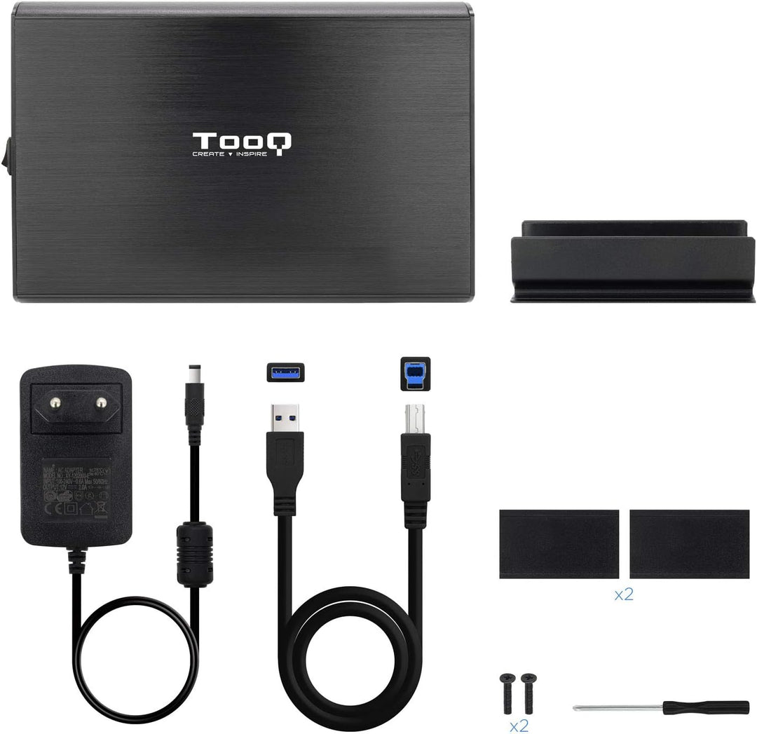 TOOQ TQE-3531B - 3,5"-HDD-Gehäuse, (SATA I/II/III, USB 3.0), Aluminium, LED-Anzeige, Schwarz