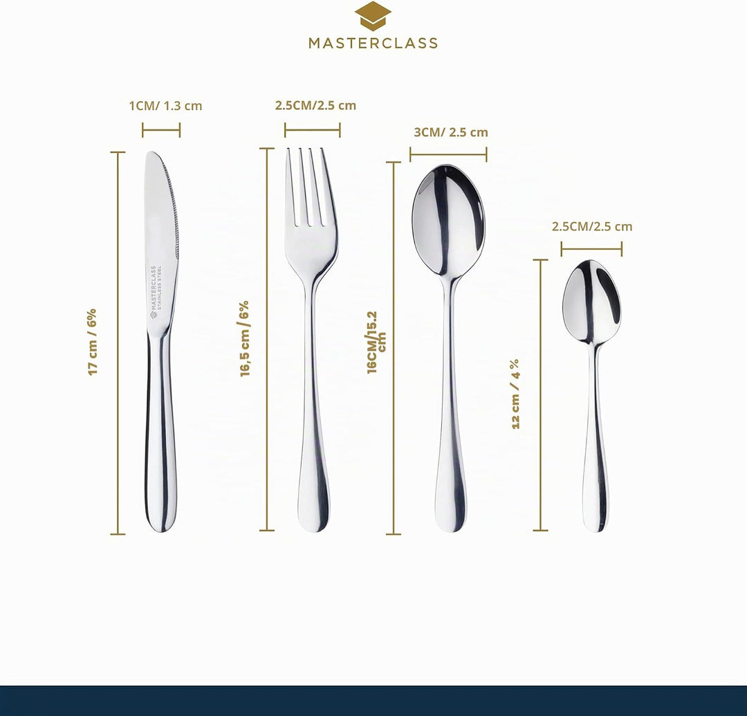 MasterClass Kinderbesteck-Set, Edelstahl, 4-teilig, Silber (Packung mit 2) 28 x 18 x 18 cm (Packung