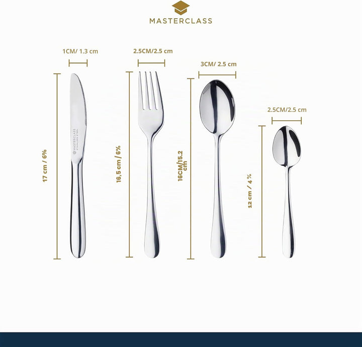 MasterClass Kinderbesteck-Set, Edelstahl, 4-teilig, Silber (Packung mit 2) 28 x 18 x 18 cm (Packung