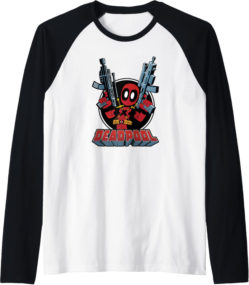 Marvel Deadpool Cartoon Guns Raglan