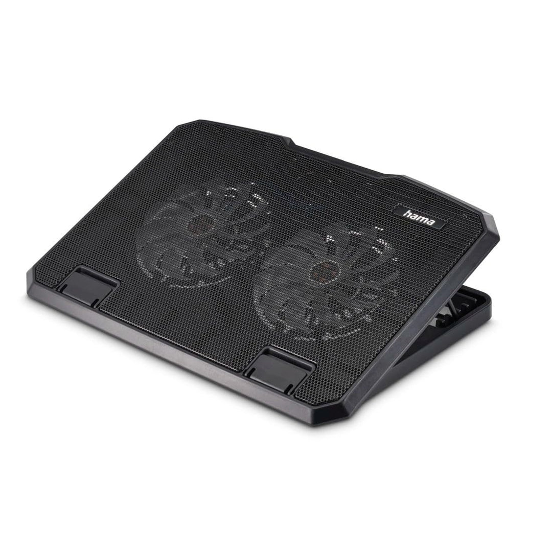 Hama Laptop-Kühler Black Metal, neigbar, leise, 2 Lüfter, 40 cm (15,6), Schw.