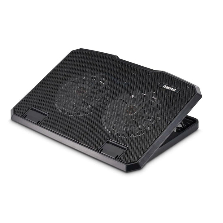 Hama Laptop-Kühler Black Metal, neigbar, leise, 2 Lüfter, 40 cm (15,6), Schw.