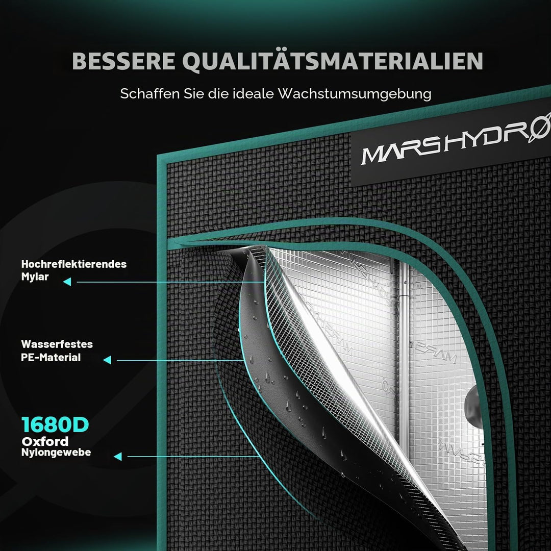 MARS HYDRO Growzelt 60x60x120cm,Indoor Grow Tent Reflektierende Mylar Zuchtzelte Hydrokultur,abnehmb