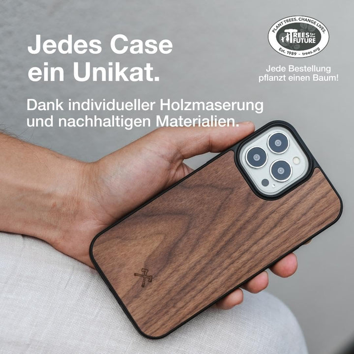 Woodcessories - Magnetisches Bumper Case für iPhone 15 Pro kompatibel mit MagSafe, Hülle mit Magnet