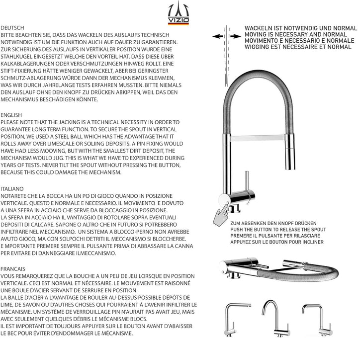 Unterfenster Wasserhahn Küchenmischer mit schwenkbarem Auslauf und abnehmbarer 2 strahl Handbrause -