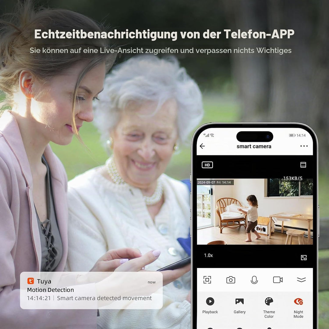 XNY 2MP Tuya Smart Life Sicherheit Kamera, 1080P HD Pan Tilt WLAN Haus Überwachungskamera, Zwei-Wege