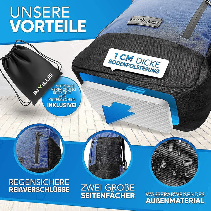 Rolltop Rucksack Damen und Herren aus Recycelten Plastikflaschen | Rucksack Uni | Laptop Rucksack |