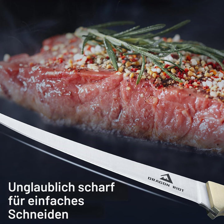 DRAGON RIOT Filetiermesser Fisch, 15.3 CM Fishing Edelstahl Fischmesser mit Anti-Rutsch-Griff，Ausbei