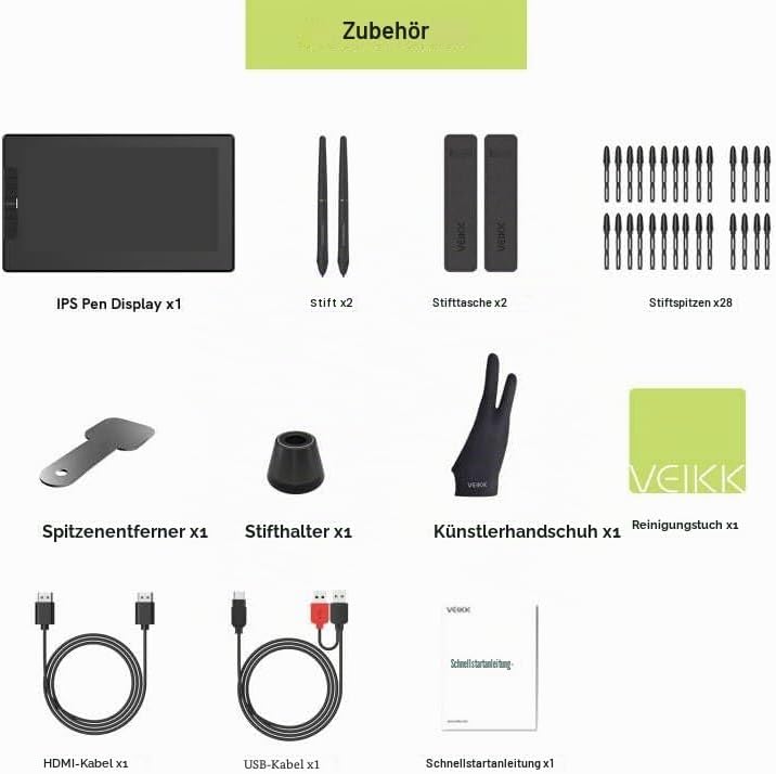 Grafiktablett mit Display • VEIKK VK1200 1,6 Zoll Zeichentablett mit Display • 6 Shortcut-Tasten und