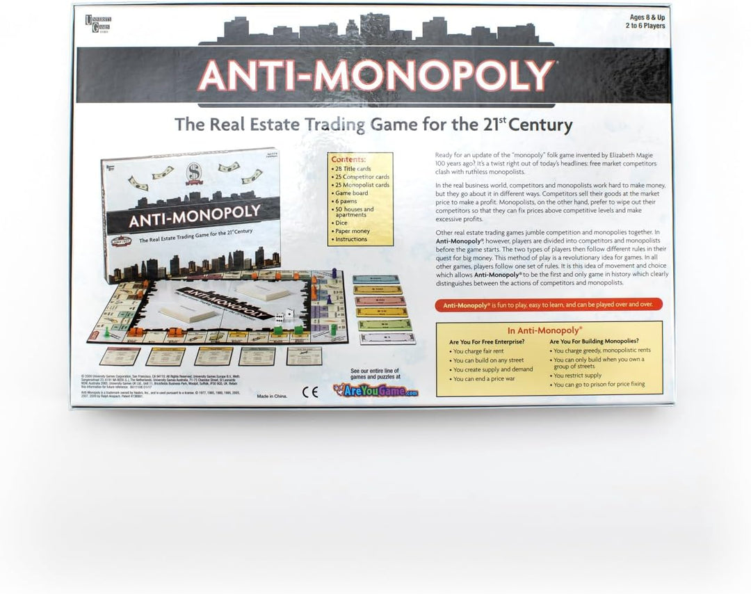 University Games P01851 Anti-Monopoly Board Game, 15 x 10.5 x 2.25 inches