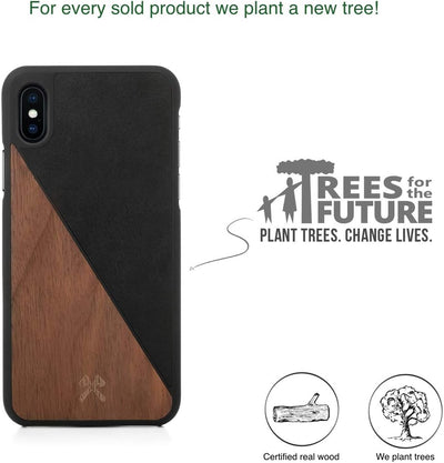 Woodcessories - Hülle kompatibel mit iPhone XS Max aus Echtholz - EcoSplit Case (Walnuss/Schwarz) Wa