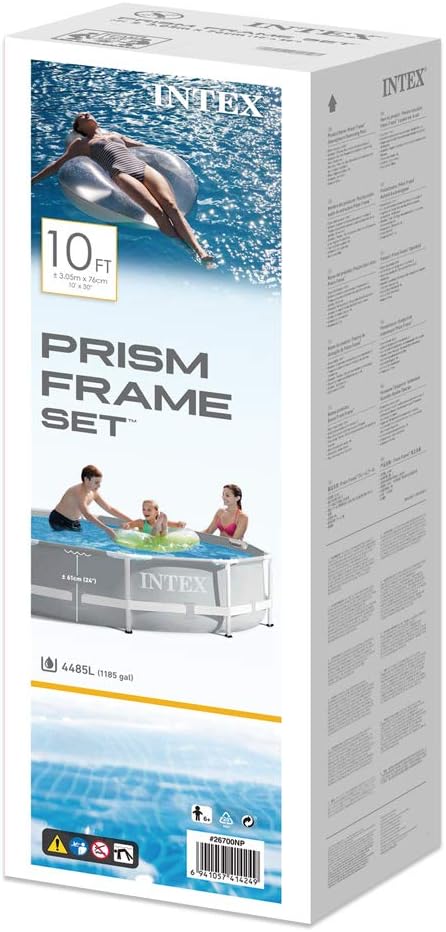Intex Prism Rondo Frame Pool Set - Ø 305 x 76 cm, Hellgrau & Solar Cover - Solarabdeckplane Ø 305 cm