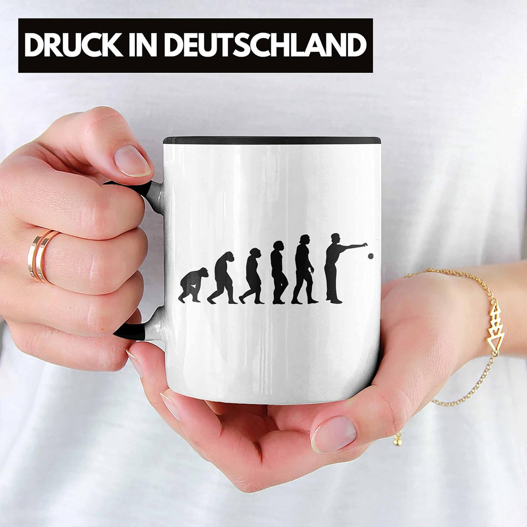 Trendation - Boule Tasse Geschenk Boule-Spieler Geschenkidee Spruch Evolution Boule (Schwarz), Schwa