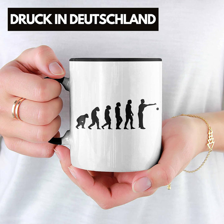 Trendation - Boule Tasse Geschenk Boule-Spieler Geschenkidee Spruch Evolution Boule (Schwarz), Schwa