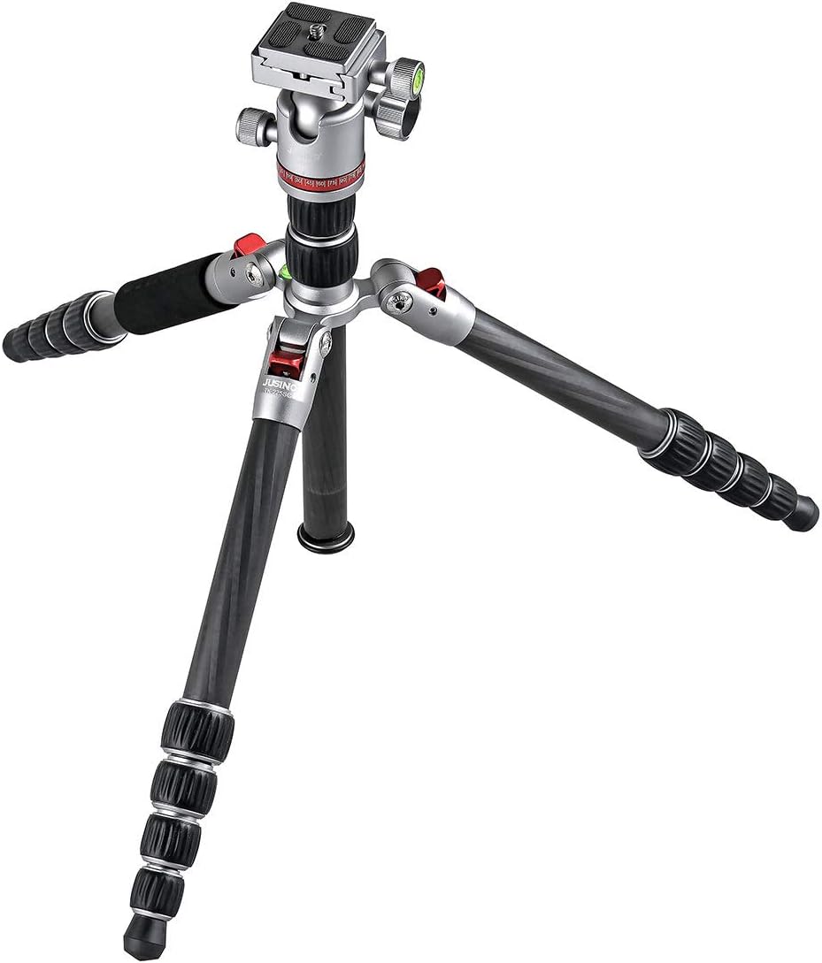 JUSINO TK-225SC handliches & Robustes Karbon-Tripod mit Monopod-Funktion + Kugelkopf GT-30, mit Tran