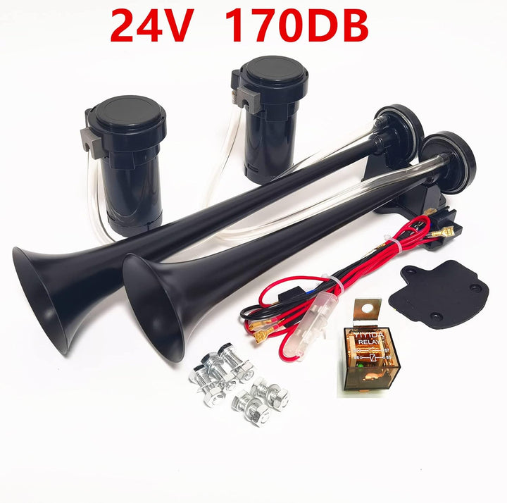 YIYIDA Lufthorn Autohupe Car Horn 24V LKW Hupe Doppelrohrhupe Elektrische Hupe 170db schwarz Wasserd