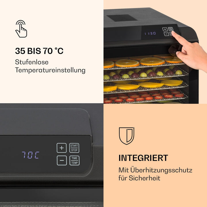 Klarstein Arizona Jerky Dörrautomat - Dörrgerät, Dehydrator, trocknet Obst, Fleisch und Früchte, 500