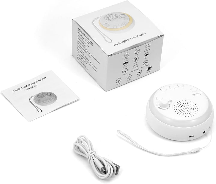 White Noise Machine Baby, Tragbare Einschlafhilfe Babys mit Nachtlicht, USB Aufladbare Weisses Rausc