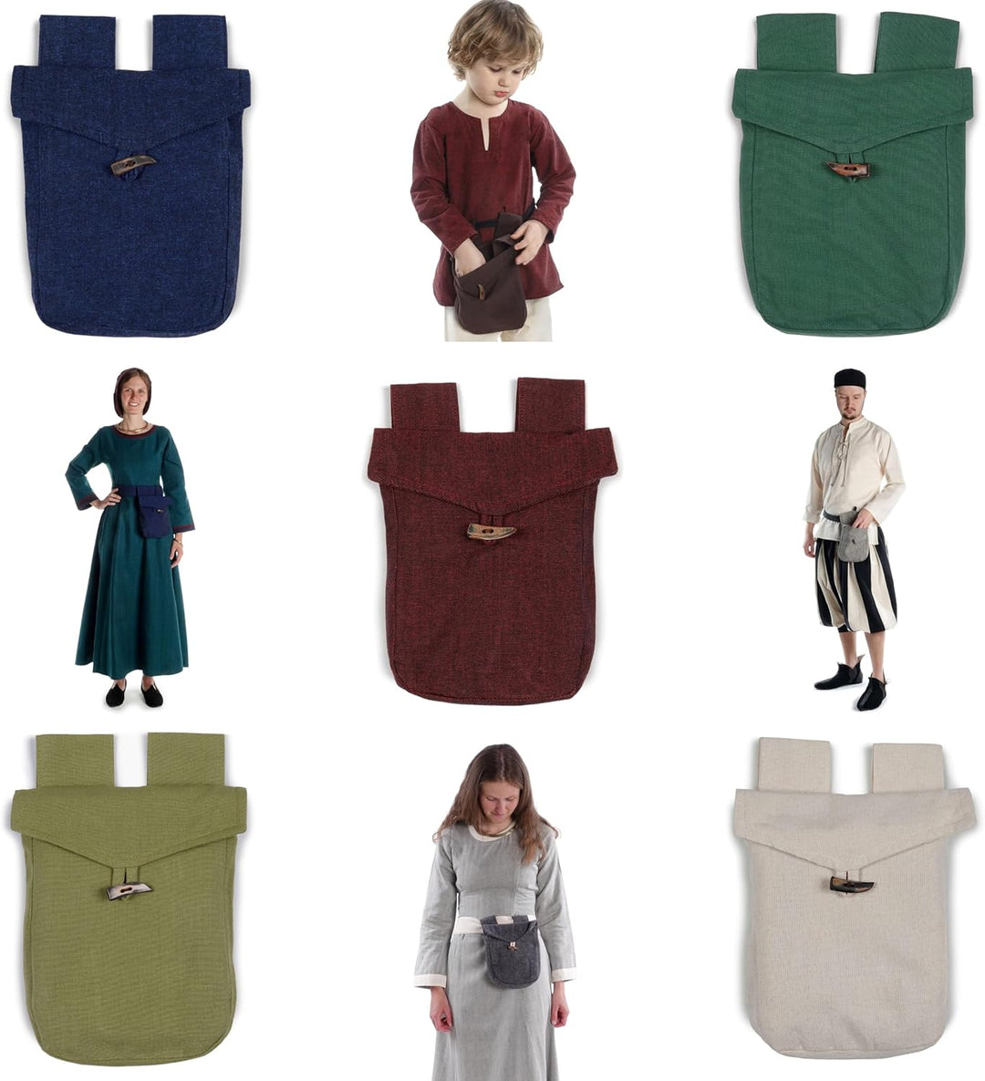 Mittelalter-Tasche Baumwolle Gürteltasche Knopf Modell: Widia Einheitsgrösse Schwarz, Einheitsgrösse