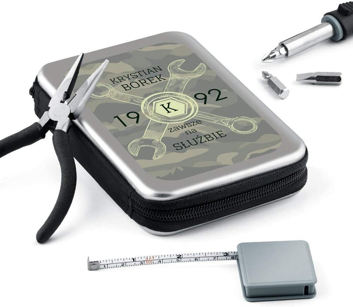Maverton Werkzeug-Set mit Aufdruck - Werkzeugkoffer Toolbox Werkzeugkasten - personalisiert - Grösse
